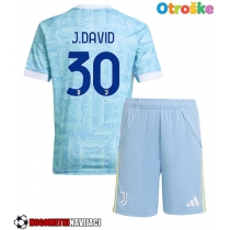 Otroške Nogometnih dresov Juventus Jonathan David #30 Gostujoči 2025-26 Kratki rokavi (+ hlače)